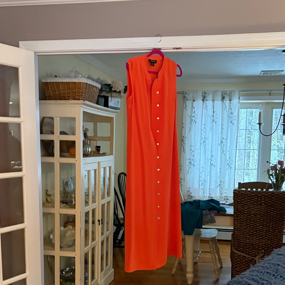 Vibrant Orange Sleeveless Maxi Dress
